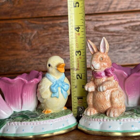 Vintage Easter Duck & Bunny Ceramic Candle Holders Spring Home Decor Set Cute - Picture 3 of 10